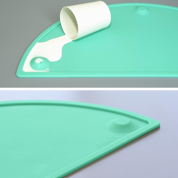 Kids Silicone Placemats w/ Suction Cups, Raised Edges, Non-Slip - TEAL XL 22”x11 - Picture 7 of 9